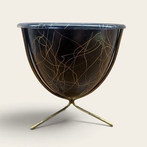 Vintage Miniature Bullet Planter Black and Gold with Stand 6