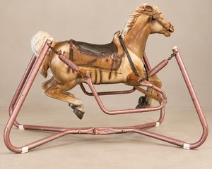 Vintage Spring Rocking Horse on Metal Frame