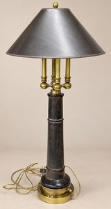 French Empire Neoclassical Revival Column Table Lamp with Shade Oversized Lamp Works