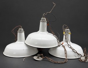 Vintage Enamel Barn Style Light Fixtures