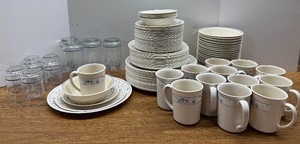 Large LOT Of Corelle First of Spring Dinner, Salad And Dessert Plates Bowls, Coffee Cups And Glasses