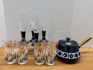 MCM David Douglas Champange Glasses And Barware And Fondue Pot