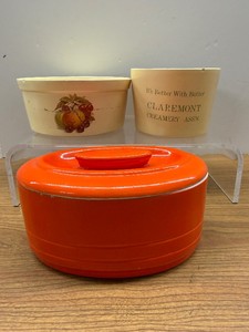 Lot of 2 Vintage Claremont Creamery Crocks
