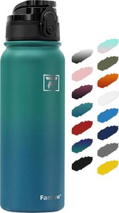 Fanhaw 20 oz Insulated Stainless Steel Water Bottle with Anti-Dust Chug Lid, Leakproof Vacuum Metal Everyday Use Bottle for Kids, Teens & Adults, Back to School Essentials (Green Blue)