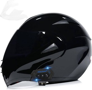$130 Motorcycle Bluetooth Modular Helmet, DOT Approved Dual Visor Full Face Flip up Bluetooth Integrated Motorcycle Helmets for Adults Men Women