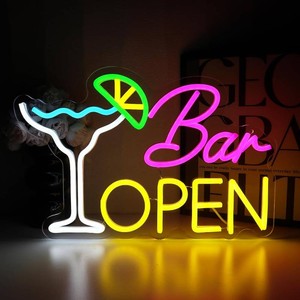 $37 Bar Open Sign for Business, Neon Open Sign, USB Dimmable Cocktails Neon Lights for Beer Bar Coffee Cafe Home Pub Man Cave Stores Hotel Party Window Wall Decor Restaurant