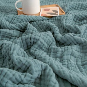 $35 EMME Muslin Blankets for Adults Throw Blanket for Couch Breathable Gauze Soft Lightweight Airy Teal Twin 60 x 80