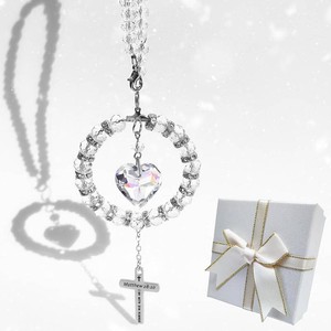 Bible Verse Car Rearview Hanging Cross, Bling Suncatcher Crystal Car Charm Mirror Hanger, I Am with You Always Matthew 2820, Christian Cross for Car Accessories Ornament Religious Gift for Women