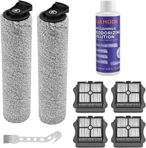 $23 Brush Roller and HEPA Filter Replacement Parts Compatible with Tineco Floor ONE S3  iFloor 3 Wet Dry Vacuum Cleaner, 2 Roller Brushes, 4 HEPA Filters, 1 Cleaning Brush, 1 Deep Cleaning Solution