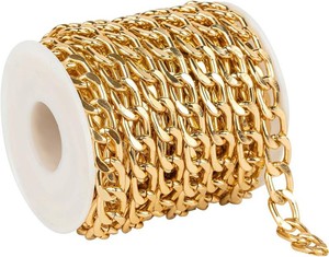 YOUBEIYEE 16.4 Feet Gold Chain for Jewelry Making Curb Chain  Lightweight Gold Plated Aluminum Handmade Decorative Craft Chain