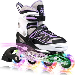 $38 2PM SPORTS Cytia Pink Girls Adjustable Illuminating Inline Skates with Light up Wheels, Fun Flashing Beginner Roller Skates for Kids size large