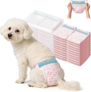 $37 Female Dog Diapers,Disposable Dog Diapers,100 Count,Medium,Super Absorbent Leak-Proof Diapers for Dogs in Heat,Excitable Urination,or Incontinence