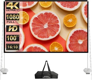 $45 Outdoor Projector Screen with Stand 100 Inch Portable Projection Screen 1610 4K HD Outdoor Movie Screen with Carry Bag for Home Backyard Theater