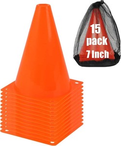 7 Inch Soccer Cones with Carry Bag,15 Pcs Sports Training Cones, Basketball Football Skating Drills Cones, Small Plastic Agility Marker Cone For Indoor and Outdoor Games,Orange Mini Traffic Cones