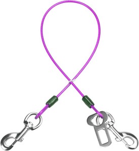 Dog Seat Belt Harness for Car,2pcs Dog Seatbelt of Coated Wire Leash Safety Restraint,No Chew Tether Cable Vehicle Dogs Accessories,Double Clips & Latch (Purple, 32 inch80 CM)