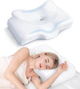 $80 Cervical Pillow for Neck Pain Relief, Hollow Design Odorless Memory Foam Pillows with Cooling Case, Adjustable Orthopedic Bed Pillow for Sleeping, Support for Side Back Sleepers