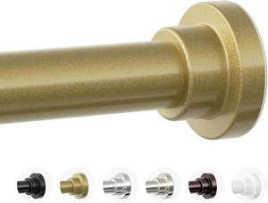 $26 Mcrbeay Shower Curtain Rod, 1 Diameter Heavy Duty Tension Shower Rod, Non Slip Adjustable 28-102 inch No Drilling Shower Curtain Rods Spring Tension For Bathroom, Shower Stall, No Rust, Chrome Gold
