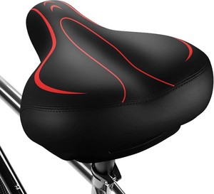 Oversized Bike Seat, Comfortable Bike Seat - Universal Replacement Bicycle Saddle - Waterproof Leather Bicycle Seat with Extra Padded Memory Foam - Bicycle Seat for MenWomen