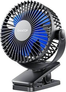 Gaiatop Portable Clip on Fan, Mini Personal Quiet Rechargeable Fan  Battery Operated, Small 3 Speed 360  Rotate, Cooling for Desk Table Home Office Stroller Camping Women Gifts Black Blue