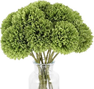 Rowfad 12 Pcs Artificial Chrysanthemums Flowers Green Flowers Silk Fake Mums Flowers for St Patricks Day Outdoor Wedding Table Centerpiece Home Decor (12, Green)