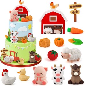 13 Pack Farm Animal Cake Decorations Set with Cow, Horse, Pig, Sheep, Chicken, Farm Animal Birthday Cake Toppers for Farm Animal Theme Birthday Party Decoration Supplies