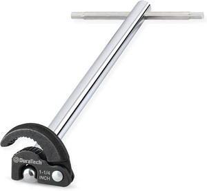 DURATECH 11 Basin Wrench, Sink Wrench, Adjustable Tap Nut Spanner Basin Spanner, Capacity of 38 to 1-14 for Fixing Back and Union Nuts Under Sink  Jaw Capacity of 38 to 1-14, Faucet Wrench Tool for Undermount Sink in Kithcen And Bathroom