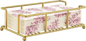 Guest Hand Towel Holder for Bathroom,Rectangle Napkin Tray,Gold  Napkin Dispenser Disposable Hand Towel Holder for Kitchen, Dining Table, Home, Decorative, Bar, Powder Room & Vanity Use