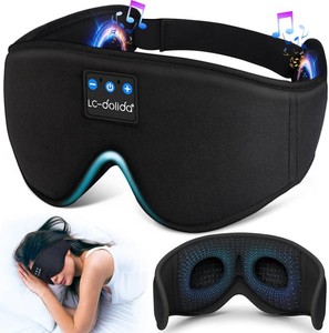 $27 LC-dolida Sleep Headphones, 3D Sleep Mask Bluetooth Wireless Music Eye Mask, Sleeping Headphones for Side Sleepers Sleep Mask with Bluetooth Headphones Ultra-Thin Stereo Speakers Perfect for Sleeping