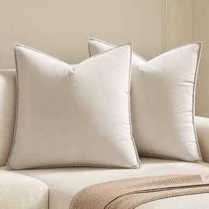 MIULEE Decorative Cream White Velvet Throw Pillow Covers for Couch 20x20 in  2 Pack, Soft Solid Square Pillow Covers, Modern Luxury Home Decor, For Sofa Bed Living Room