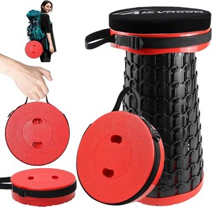 $30 Telescoping Stool with Thick Cushion, H18.1 D10.24 Portable Collapsible More Sturdy Capacity 600Ib, Retractable Collapsible Camping Adjustable Folding Stool for Hiking Garden BBQ