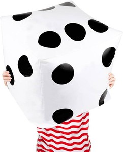 CCINEE 20 Inch Jumbo Inflatable Dice,White and Black Giant Inflatable Dice for Indoor Outdoor Broad Game Ludo and Pool Party Decoration,1 Pcs