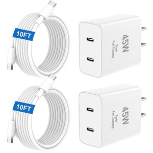 iPhone 17 16 15 Charger Fast Charging, 45W Dual Port USB C Android Phone Charger Block with 10FT Long Type C Cable Cord for Apple iPhone 17ProPro MaxAir16 Pro16 Pro Max15 PlusiPadS26 UltraS25