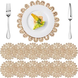 $40 Set of 12 Ruffled Woven Corn Husk Placemats 11.8 Boho Farmhouse Placemats for Tabletop Decor Elegant Dining Wedding Christmas Thanksgiving Day Holiday Dinner Party Housewarming Gifts Daily