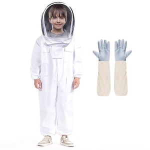 $43 LONGADS Professional Bee Suit for Kid and Girl, Full Body Beekeeping Suit with Gloves & Protective Round Veil, Size Kid-M (Fits 34-39) for Apiary & Backyard for Christmas