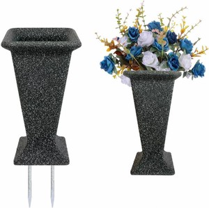 Cemetery Vase for Grave Headstones with Metal Spike, Flower Pots for Outdoor Plants, Memorial Vases for Graves