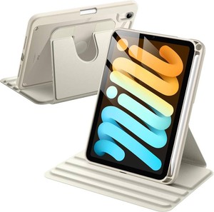 JETech Rotating Case for iPad mini (A17 Pro, 2024 Model, 7th Generation)  mini 6 (2021 Model, 6th Generation), 360 Degree Rotation Protective Stand Cover Clear Back (Starlight)