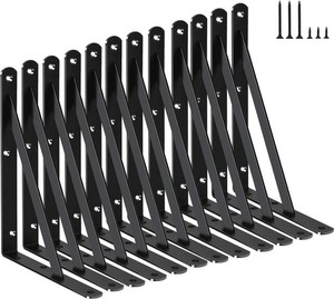 $28 12 Pack L8 x H 6 Black Heavy Duty Shelf Brackets with Screws Metal Shelf Brackets Shelf Support Angle Brackets for Shelves L Brackets Heavy Duty Floating Shelf