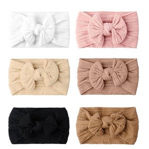 Baby Headbands, Girls Headbands with Bows with Bows, Soft Stretchy Nylon Hair Bands Hair Accessories for Newborn Infant Toddler (6 Pack,Bow,Pink)