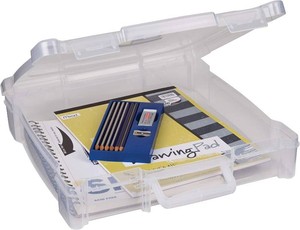 ArtBin 6913AB Portable Art & Craft Organizer with Handle, Holds Up to 12 x 12 Paper, 1 Plastic Storage Case, Clear