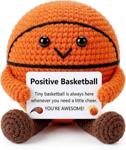 Positive Basketball Crochet Emotional Support Doll for Guys, Basketball Stuff, Good Luck Charm for Men Teammates, Motivational Care Package Present for 2026 Graduation