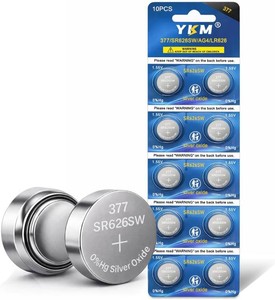 YKM 10 Pack 377 SR626SW Watch Battery LR626 377376 V377 377a AG4 1.55V Silver Oxide Button Batteries