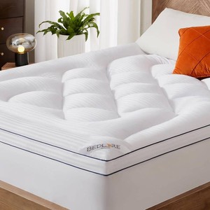 $38 BEDLORE Twin Mattress Topper, Thick Pillow Top Pad for Back Pain Relief, Cooling Soft Mattress Cover with Deep Pockets 6-15 inch