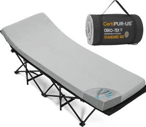 $56 Camping Cot Pad 2 Inch Memory Foam, Pad Only,Camping Pad for Folding Cot and Foldable Cot, Portable Roll Up Camp Gear for Car Camping Travel Tent, Non-Slip Waterproof Bottom, Removable Cover