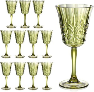 $23 10oz Green Plastic Wine Glasses Goblets Stemmed Wine Glasses Set of 12 Shatterproof and Reusable Crystal Glasses Set for Wedding Reception Grand Event Party Ceremony (12, Green)
