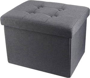 $27 ALASDO Storage Ottoman Footrest Stool Small Ottoman with Storage Foldable Ottomans Foot Rest Footstool Bench for Living Room 17x13x13inches Grey