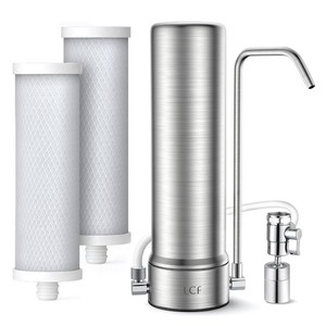 $85 LCF Upgrade 6-Stage Stainless Steel Countertop Water Filter, 16,000 Gallons  - Enhanced Water Filter for Sink Faucet, Reduces Heavy Metals, Bad Taste & 99% Chlorine, 2 Filters, NSF42