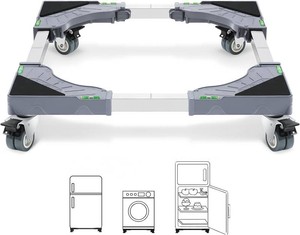$29 W B D WEIBIDA Appliance Dolly Cart with 4 Locking Twin Wheels Mini Fridge Stand Adjustable Furniture Mover Mobile Roller Base for Washing Machine, Dryer, Refrigerator, Laundry Pedestal