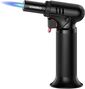 Sondiko Butane Torch Lighter with Visible Fuel Window, Refillable Soldering Torch with Adjustable Flame for Welding, Resin Art, Industrial (Butane Gas Not Included)
