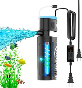 $34 Aquarium Filter  U-V Fish Tank Filter for Green Water Cleaning  U-V Clarifier with Timer  Aeration & Rainfall Mode  Turtle Tank Filter  Submersible Pump with Filter  for 10-30 Gallons