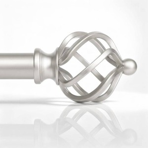 $40 1 Farmhouse Heavy Duty Curtain Rods for Window,Adjust 72-150,Silver  Sturdy Metal Drapery Rods,Twisted Cage Finials,Easy Install with Hardware,for Bedroom,Kitchen,Living Room,Fit Windows 32-144